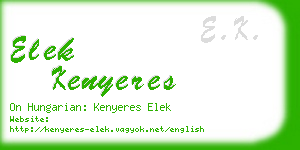 elek kenyeres business card